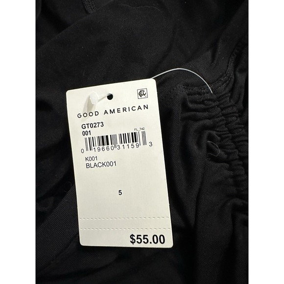 NWT‎ Good American Good Touch Ruched One Shoulder Tank Top Sz 5  Black - Picture 8 of 9